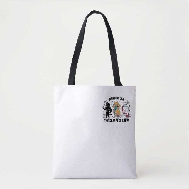 Barber Cat Sharpest Crew - Premium Artistic Tote B Bag (Front)