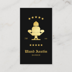 Barber Chair Barbershop Black And Gold Business Card