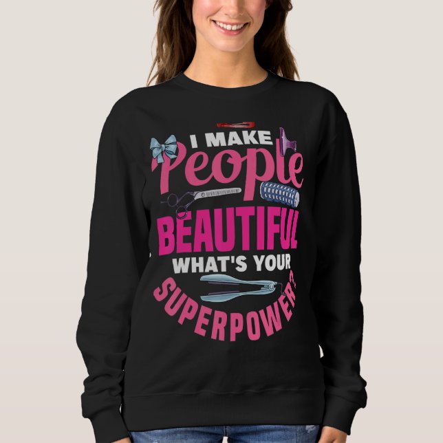 Barber Chair Beautiful Hairdresser Scissors Barber Sweatshirt (Front)