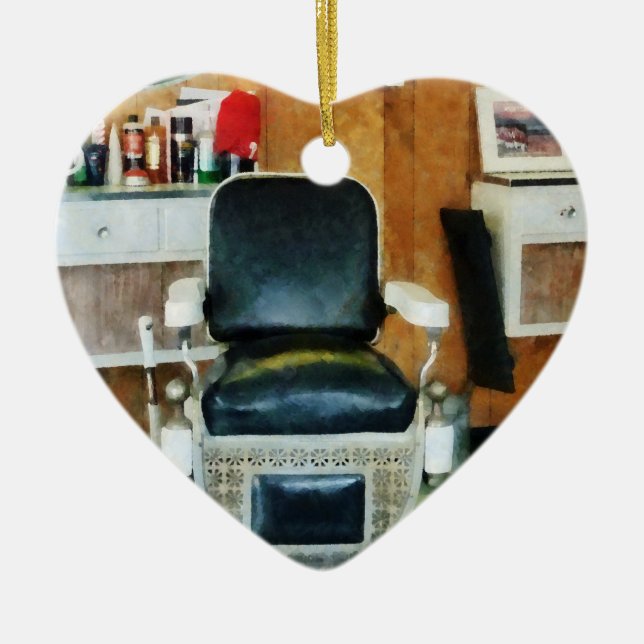 Barber Chair Front View Ceramic Tree Decoration (Front)