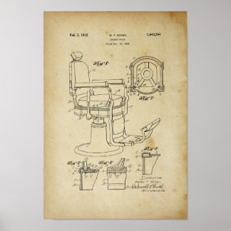 Barber Chair Patent Print Barber Shop Decor Poster