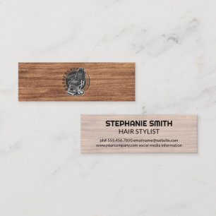 Barber Chair Salon Wood Grain Mini Business Card