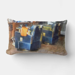 Barber Chair With Orange Barber Cape Lumbar Cushion