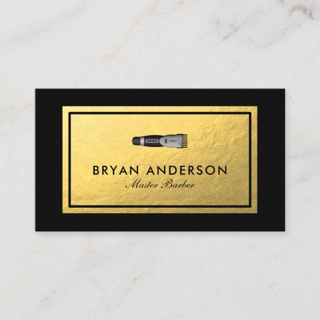 Barber Clipper - Faux Gold Foil Business Card (Front)