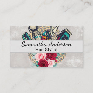 Barber Clippers Scissors   Roses Business Card