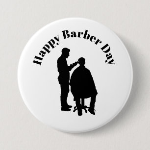 Barber Day Button - Barber Silhouette