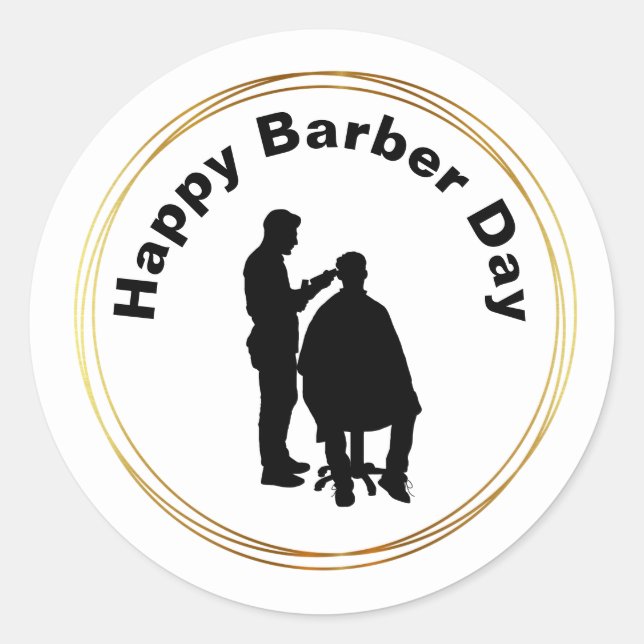 Barber Day Stickers with Barber Silhouette (Front)