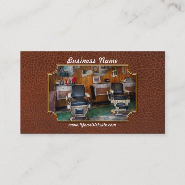 Barber - Frenchtown, NJ - Two old barber chairs Business Card (Front)