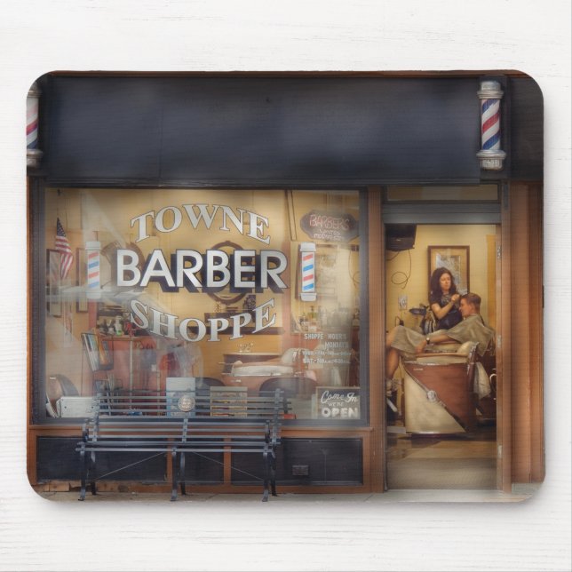 Barber - Getting a hair cut Mouse Pad (Front)