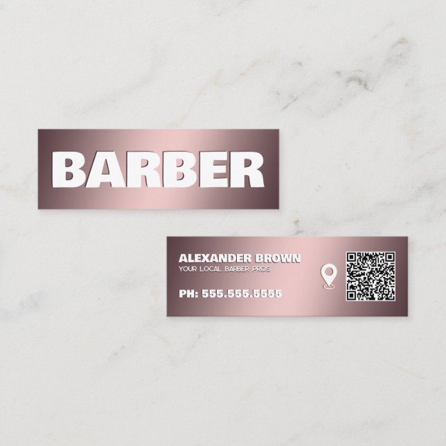 Barber Google Maps QR Mini Business Card (Front/Back)