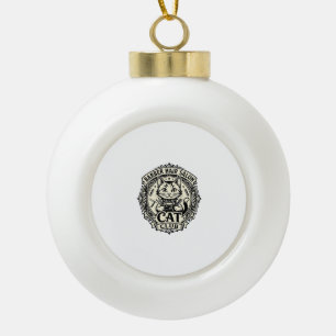 Barber Hair Salon Cat Funny Cat Graphic - Barber H Ceramic Ball Christmas Ornament