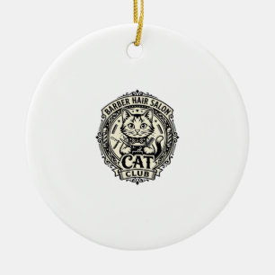 Barber Hair Salon Cat Funny Cat Graphic - Barber H Ceramic Tree Decoration