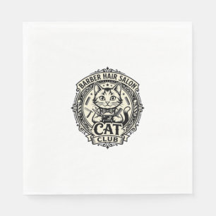 Barber Hair Salon Cat Funny Cat Graphic - Barber H Napkin