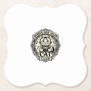 Barber Hair Salon Cat Funny Cat Graphic - Barber H Paper Coaster