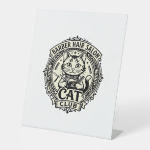 Barber Hair Salon Cat Funny Cat Graphic - Barber H Pedestal Sign