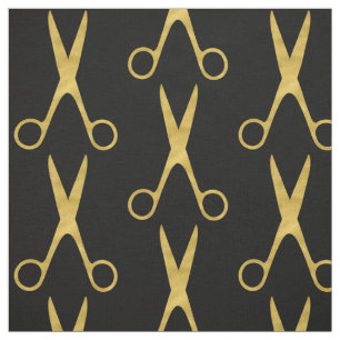 Barber hair salon gold scissors black pattern fabric
