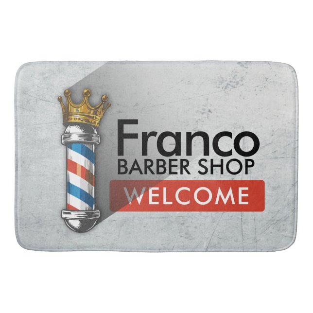 Barber Hair Shop King Crown Barber Pole Hair Salon Bath Mat (Front)