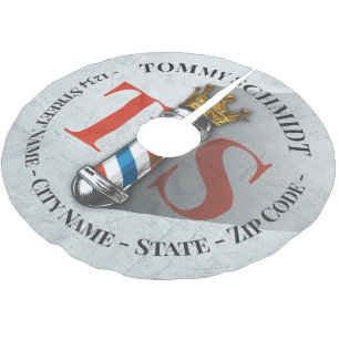 Barber Hair Shop King Crown Barber Pole Hair Salon Brushed Polyester Tree Skirt