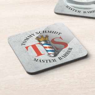 Barber Hair Shop King Crown Barber Pole Hair Salon Coaster