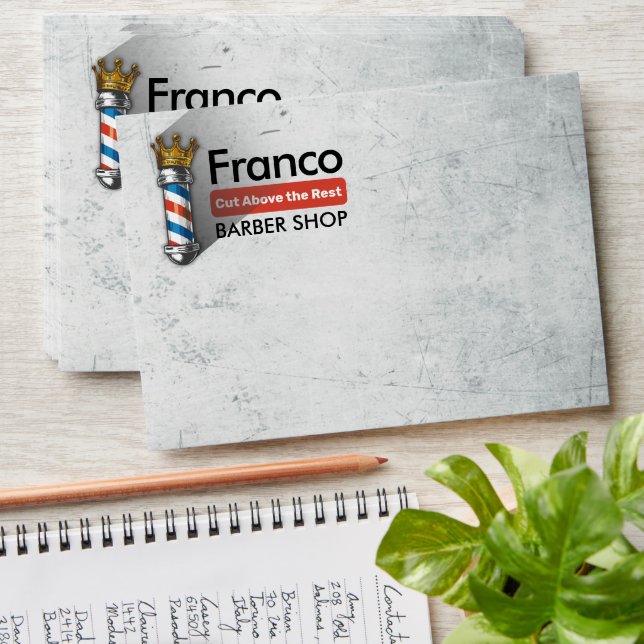 Barber Hair Shop King Crown Barber Pole Hair Salon Envelope (Stacked)