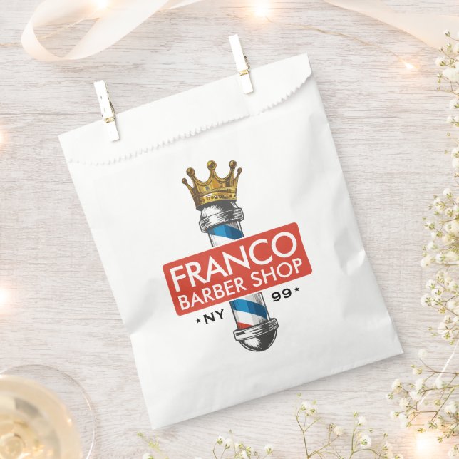 Barber Hair Shop King Crown Barber Pole Hair Salon Favour Bags (Clipped)