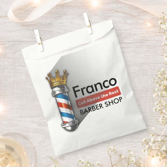Barber Hair Shop King Crown Barber Pole Hair Salon Favour Bags (Clipped)
