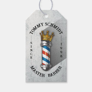 Barber Hair Shop King Crown Barber Pole Hair Salon Gift Tags