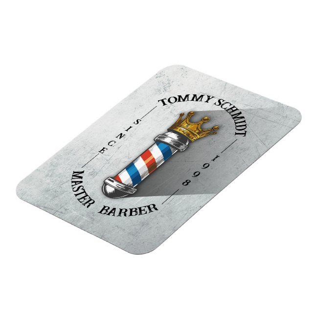 Barber Hair Shop King Crown Barber Pole Hair Salon Magnet (Left Side)