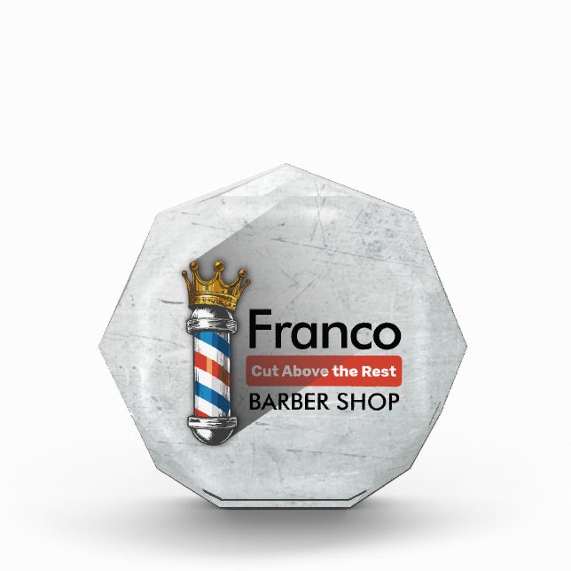 Barber Hair Shop King Crown Barber Pole Hair Salon Photo Block (Front)