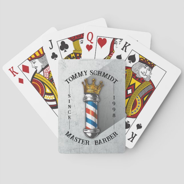 Barber Hair Shop King Crown Barber Pole Hair Salon Playing Cards (Back)