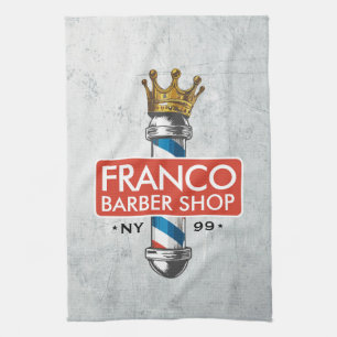 Barber Hair Shop King Crown Barber Pole Hair Salon Tea Towel