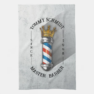 Barber Hair Shop King Crown Barber Pole Hair Salon Tea Towel