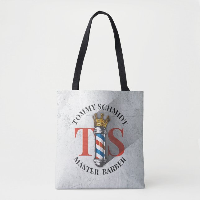 Barber Hair Shop King Crown Barber Pole Hair Salon Tote Bag (Front)