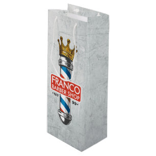 Barber Hair Shop King Crown Barber Pole Hair Salon Wine Gift Bag