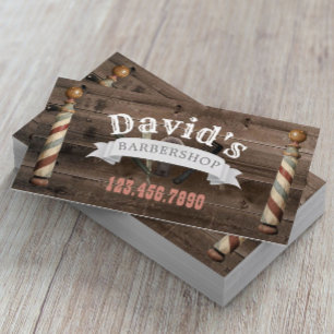 Barber Hair Stylist Barbershop Rustic Barn Wood Business Card