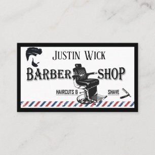 Barber Hair Stylist Blue black modern fashion red Business Card