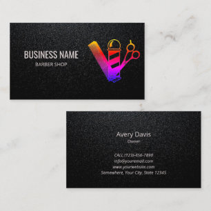 Barber Hair Stylist Colourful Scissor Barber Pole Business Card