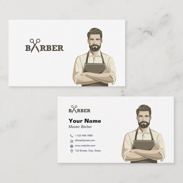 Barber Hair Stylist Modern Simple Minimalist Business Card (Front/Back)