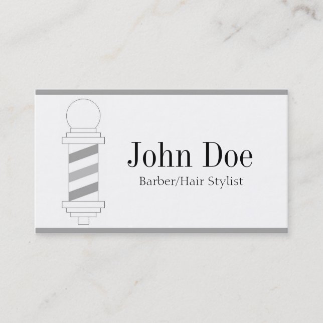 Barber/Hair Stylist Stripes White Business Card (Front)