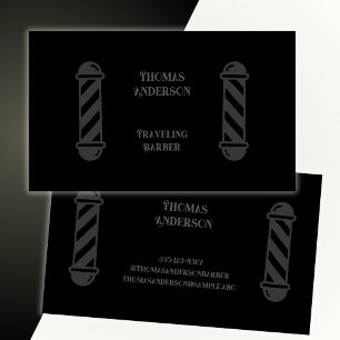 Barber Haircut Minimalist Black Gray Business Card