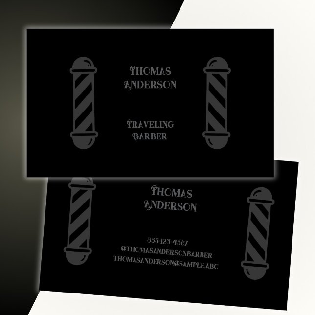Barber Haircut Minimalist Black Grey Business Card (Creator Uploaded)