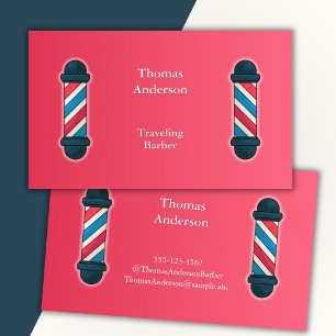 Barber Haircut Minimalist Red Rosé Business Card