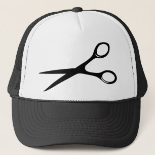 barber hairdresser scissors black trucker hat