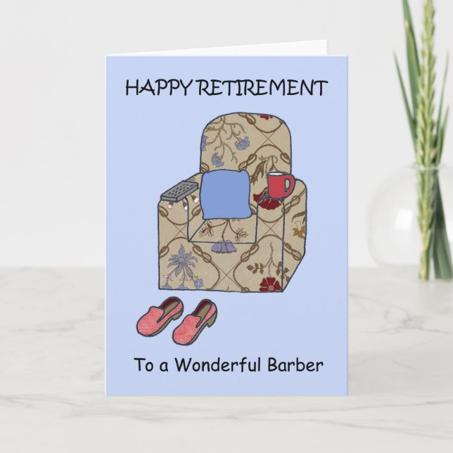 Barber Happy Retirement, Cartoon. Card (Front)