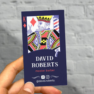 Barber King Playing Card Hairdresser Navy Hair