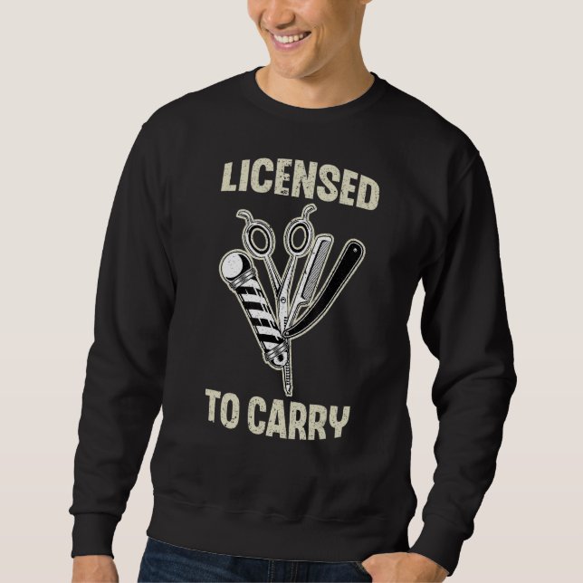 Barber Licensed Lifeline Pole Scissors Hair Clippe Sweatshirt (Front)