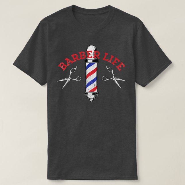 Barber Life Salon Hair Dresser Distressed Scissors T-Shirt (Design Front)