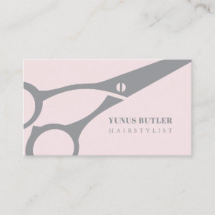 Barber Minimalist Scissor Hair Stylist  Blush Pink Business Card