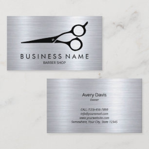 Barber Modern Black Scissors Hair Stylist Business Card