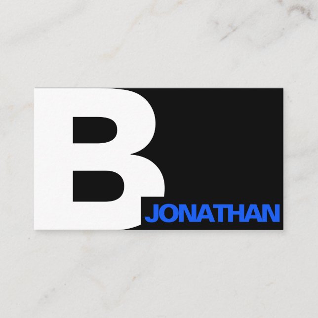 Barber Modern Bold Typography Initial Black White Business Card (Front)